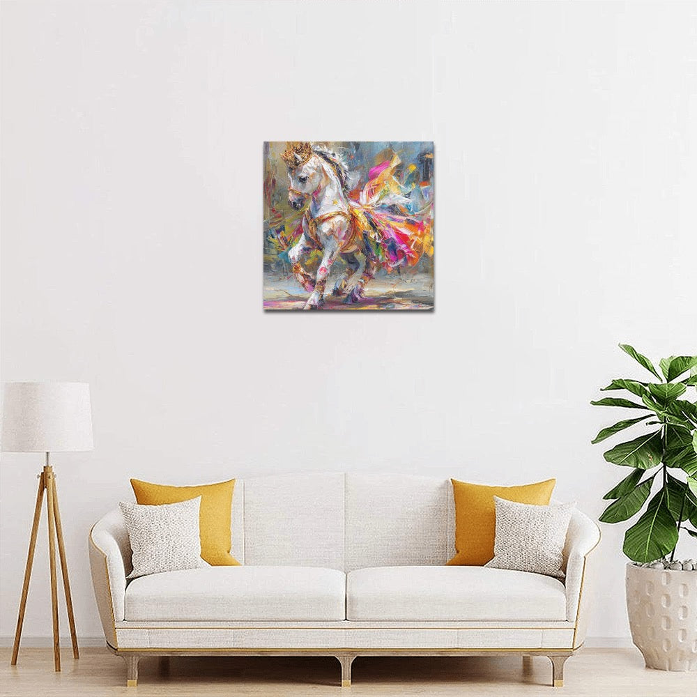 Unicorn dancing Frame Canvas Print 12"x12"