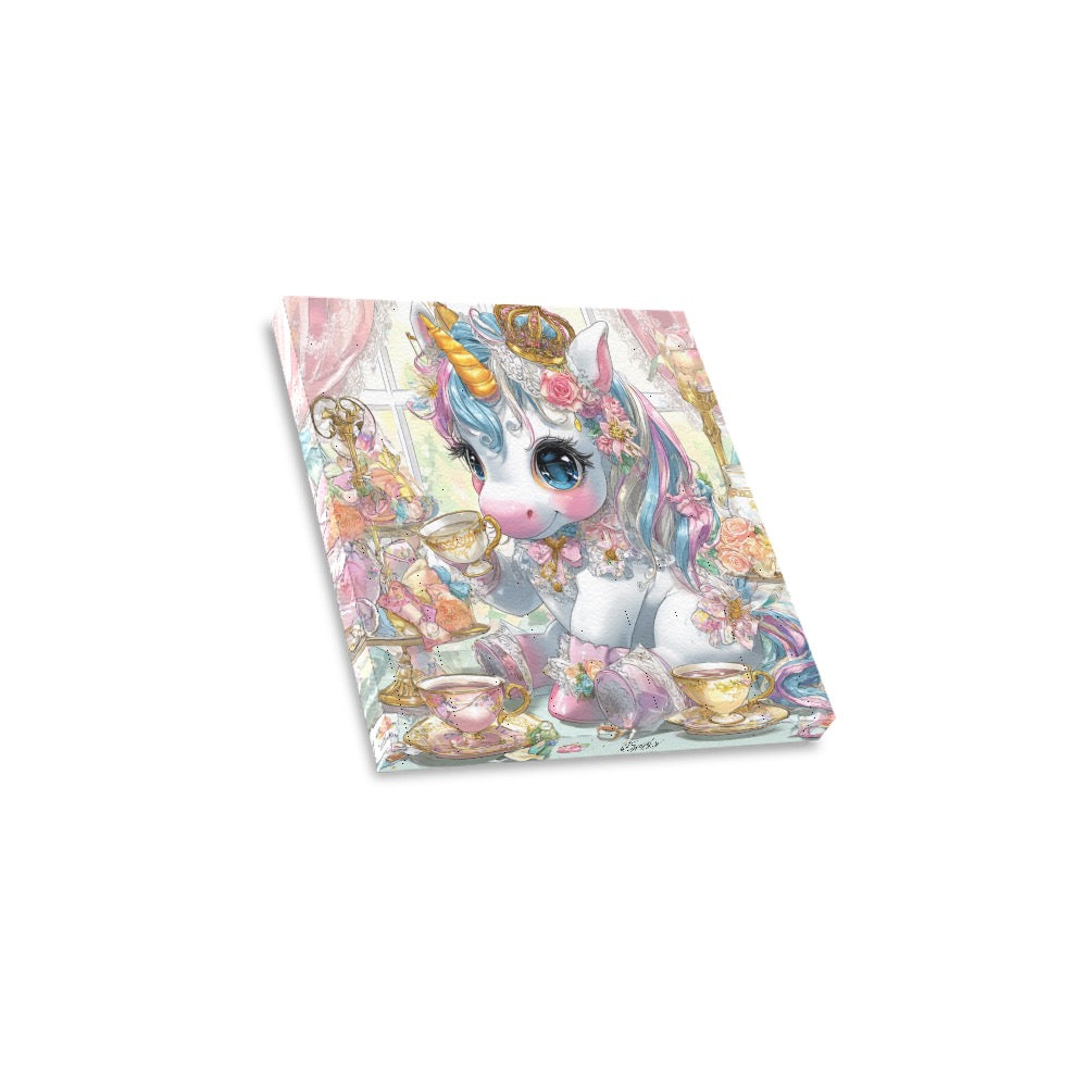 Unicorn tea party Frame Canvas Print 12"x12"