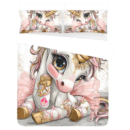 HELLO-OH-DOLLIE Unicorn ballerina 3-Piece Bedding Set