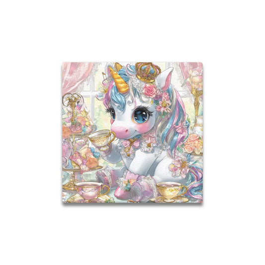 Unicorn tea party Frame Canvas Print 12"x12"
