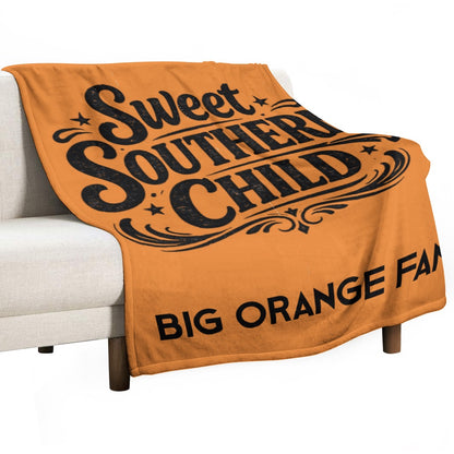 Ultra-Soft Flannel Blanket Multiple Sizes sweet Southern Child Big Orange fan