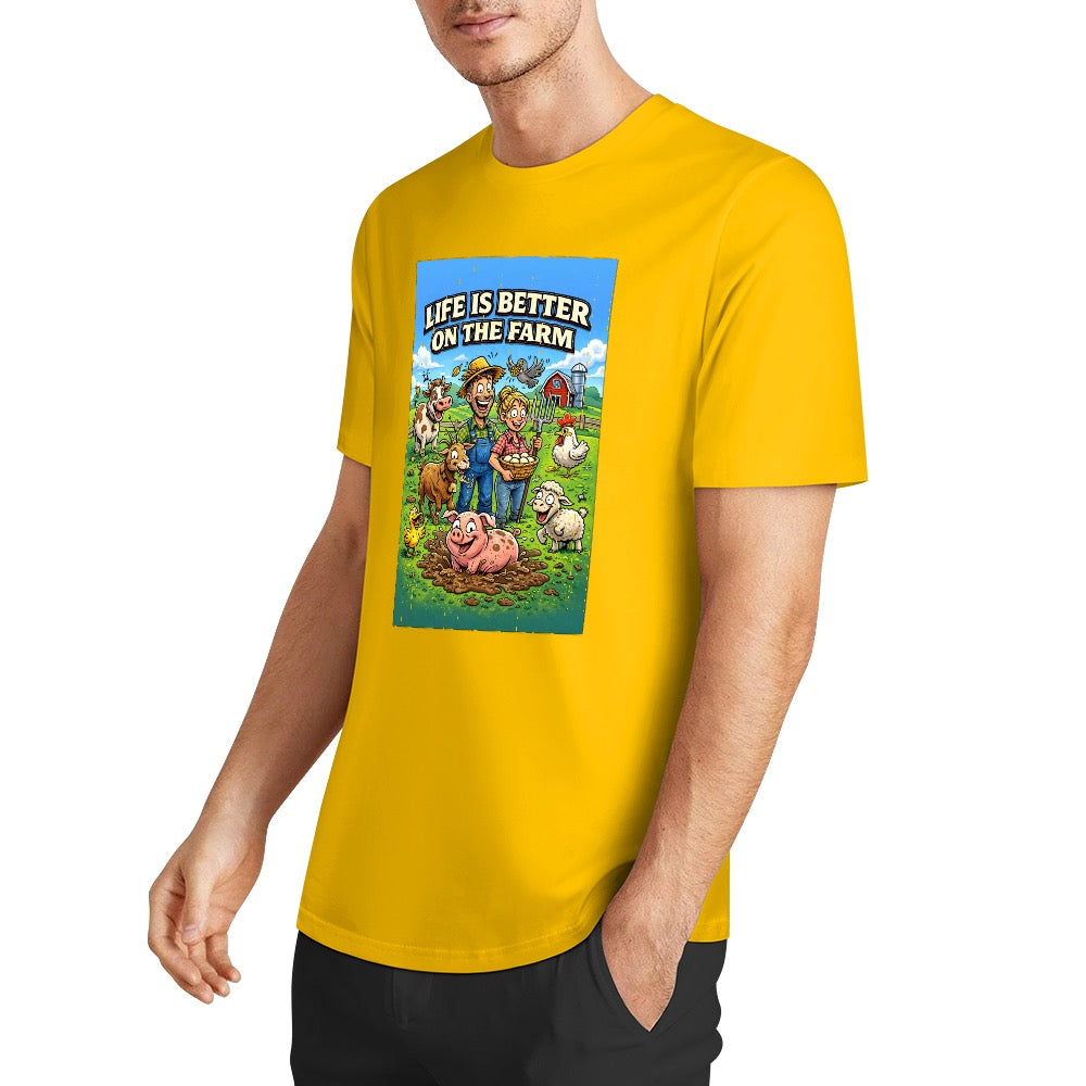 New Pure cotton short sleeved T-shirt life is better on the farm