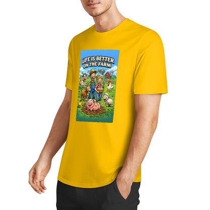 New Pure cotton short sleeved T-shirt life is better on the farm
