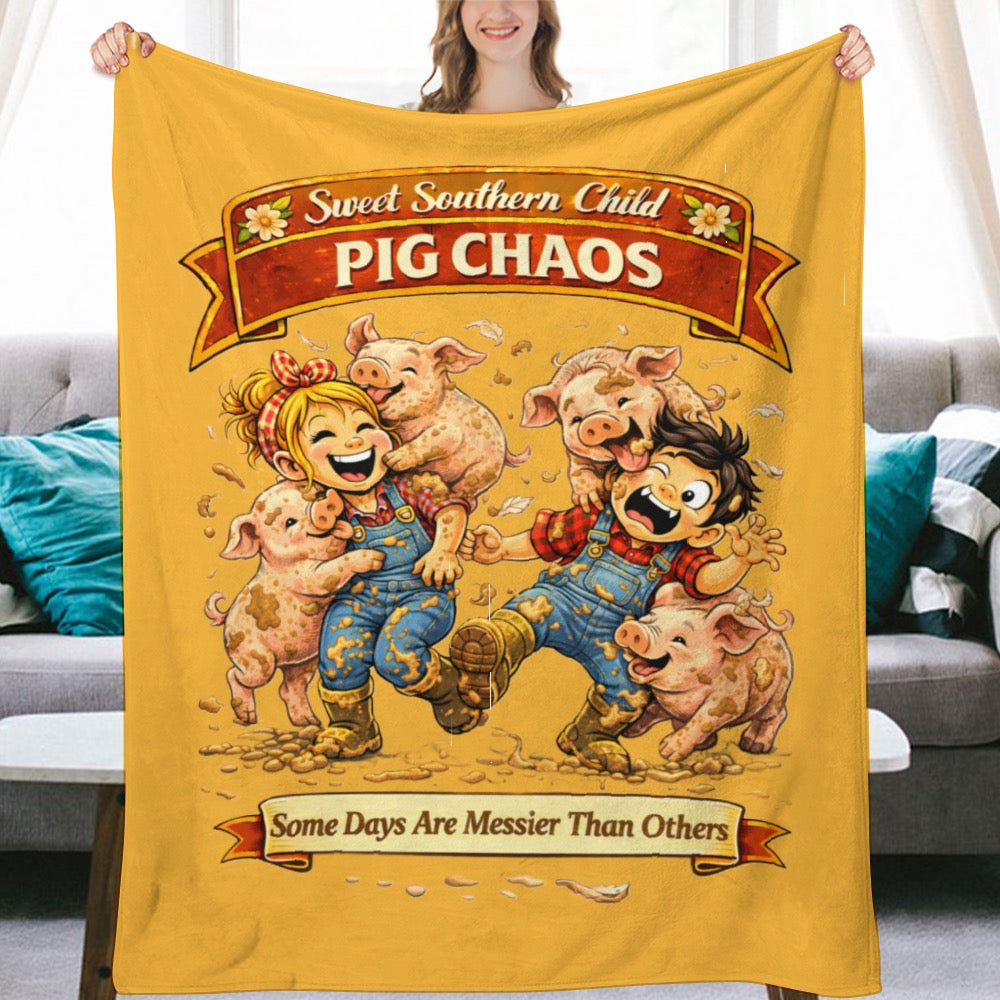Ultra-Soft Flannel Blanket Pig chaos