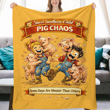 Ultra-Soft Flannel Blanket Pig chaos