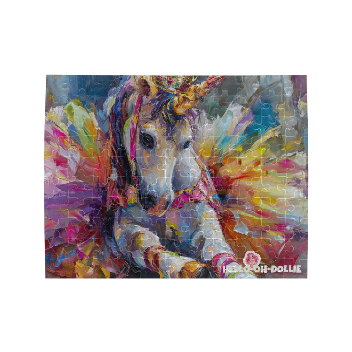 Hello-Oh-Dollie unicorn with tutu Rectangle Jigsaw Puzzle (Set of 110 Pieces)