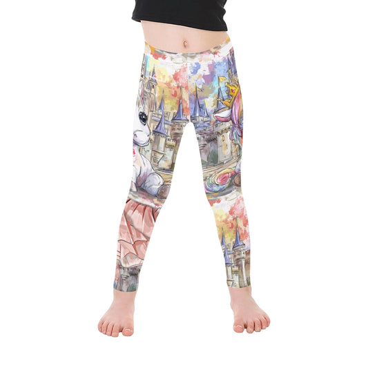 Castle and cute unicorn All-Over Print Girls Leggings (Model L06)