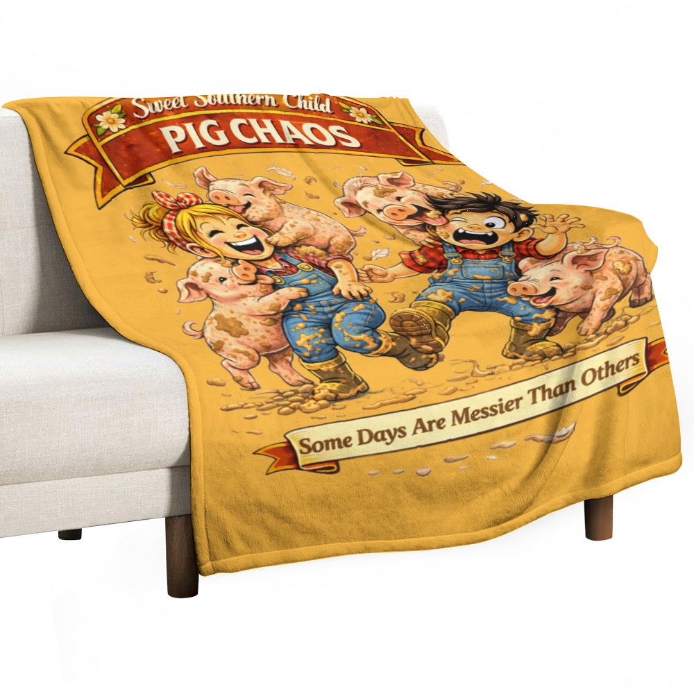Ultra-Soft Flannel Blanket Pig chaos
