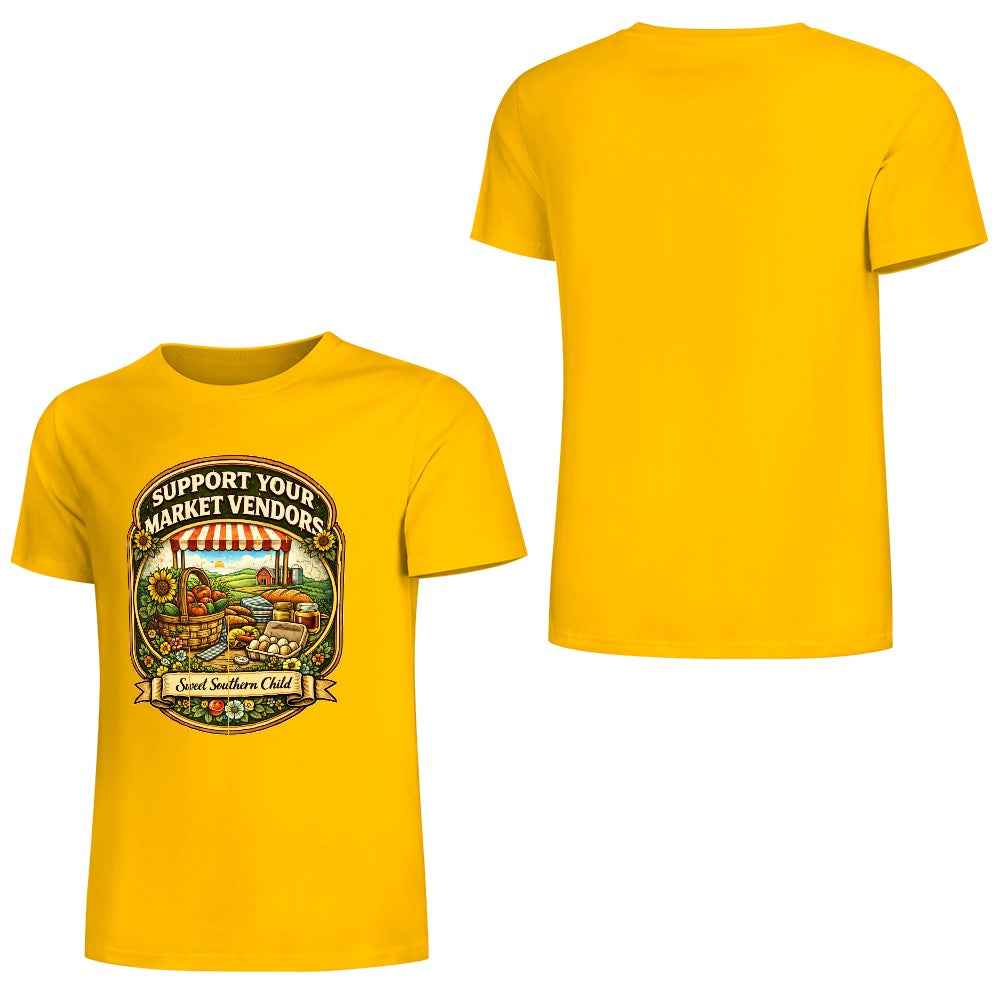 New Pure cotton short sleeved T-shirt Support your local market vendors