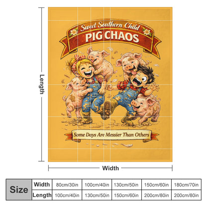 Ultra-Soft Flannel Blanket Pig chaos