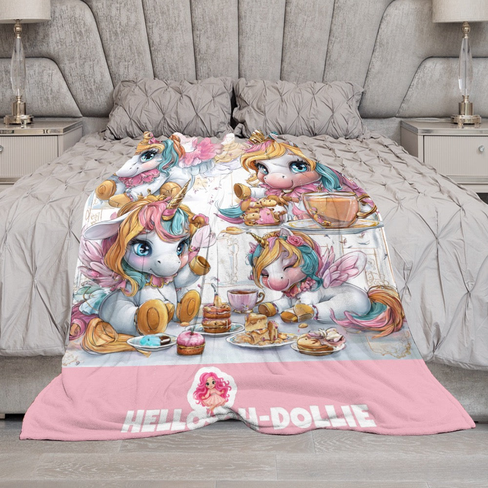 HELLO-OH-DOLLIE Multi unicorn Ultra-Soft Flannel Blanket 40”x50”