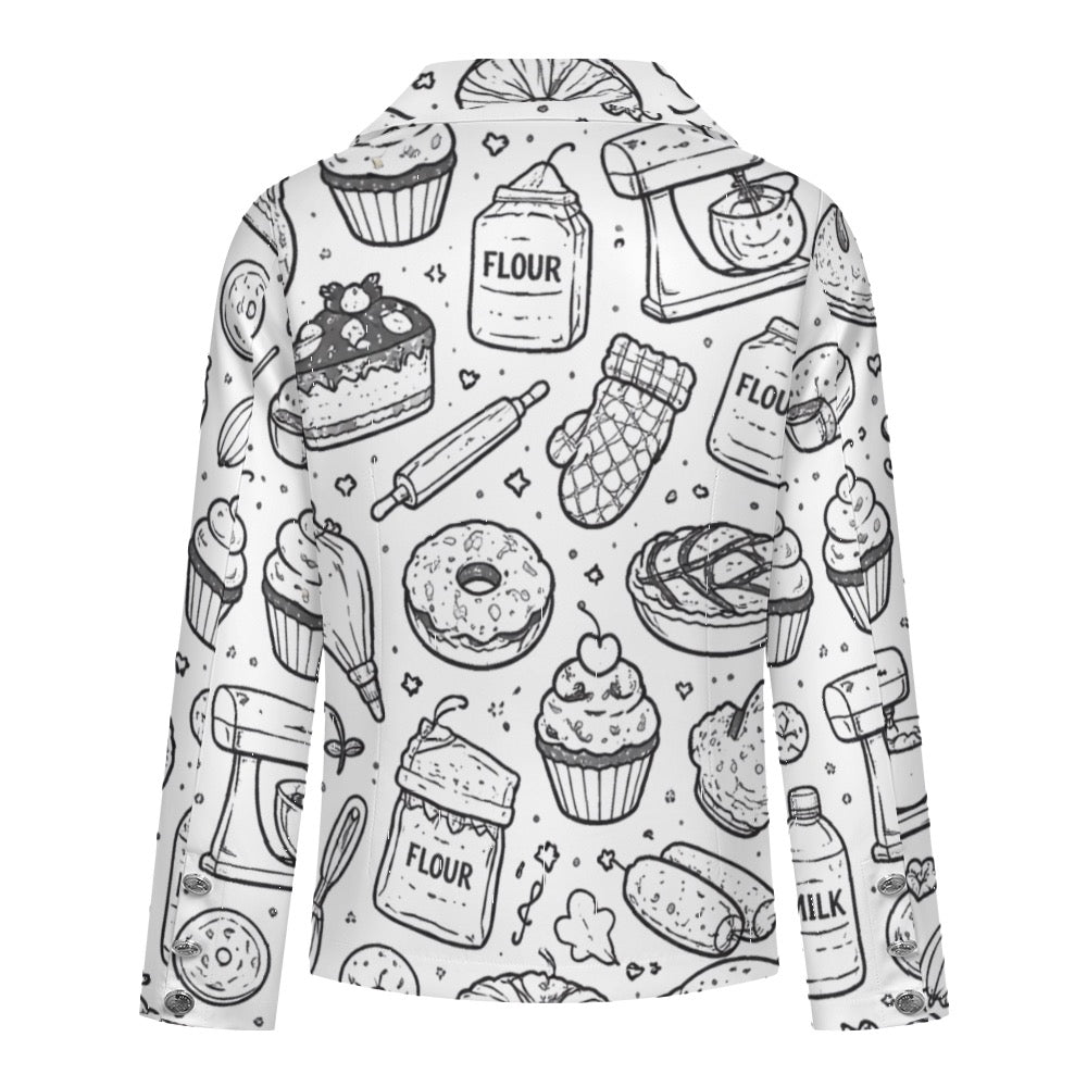 B&W bakery graphic Women's casual suits