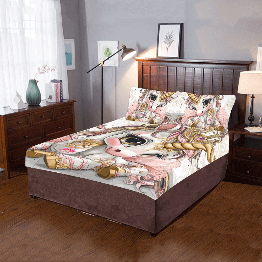 HELLO-OH-DOLLIE Unicorn ballerina 3-Piece Bedding Set