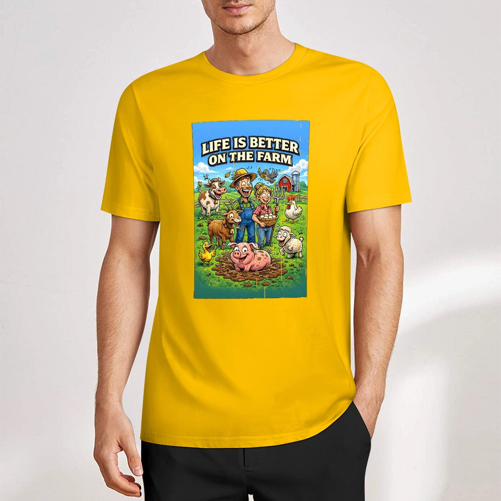 New Pure cotton short sleeved T-shirt life is better on the farm