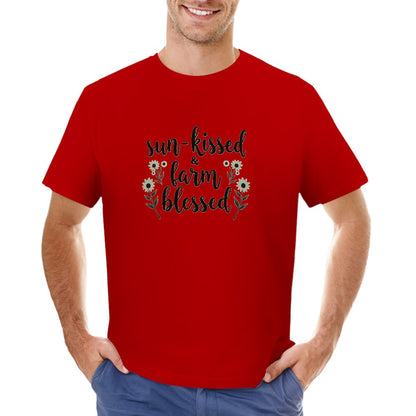 New High quality Men's T-shirt 100% Cotton sun kissed  farm blessed