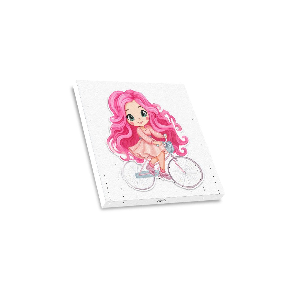 Dollie on bicycle Frame Canvas Print 12"x12"