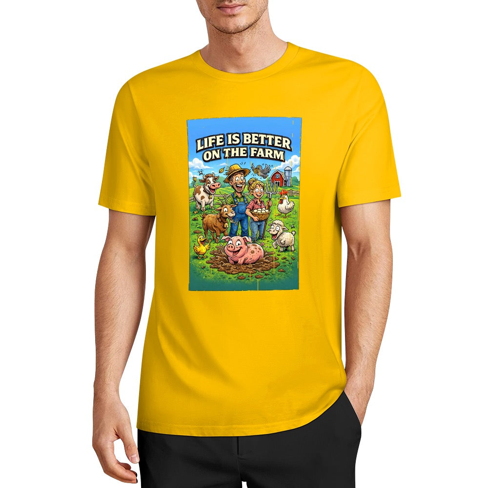 New Pure cotton short sleeved T-shirt life is better on the farm