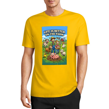 New Pure cotton short sleeved T-shirt life is better on the farm