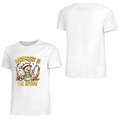 New Pure cotton short sleeved T-shirt Happiness is the spoon