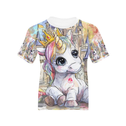Castle and cute unicorn Kids' All Over Print T-shirt(ModelT65)