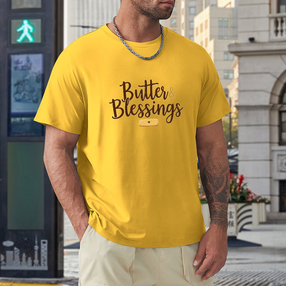 New High quality Men's T-shirt 100% Cotton butter and blessings