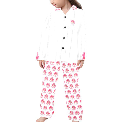 Hello-oh-Dollie Little Girls' V-Neck Long Pajama Set (Sets 02)