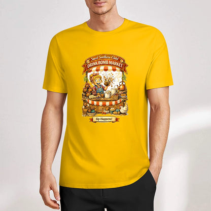 New Pure cotton short sleeved T-shirt Drink bomb market