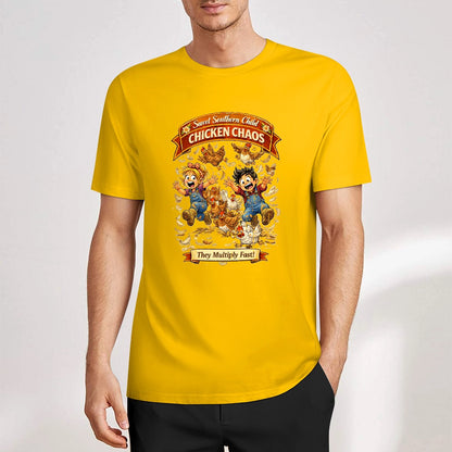 New Pure cotton short sleeved T-shirt Chicken chaos