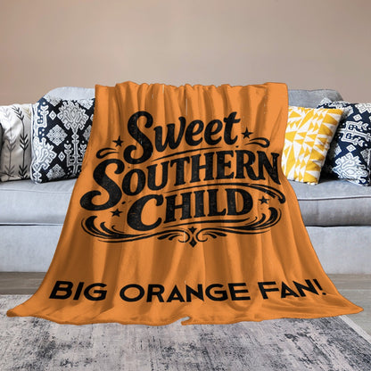 Ultra-Soft Flannel Blanket Multiple Sizes sweet Southern Child Big Orange fan