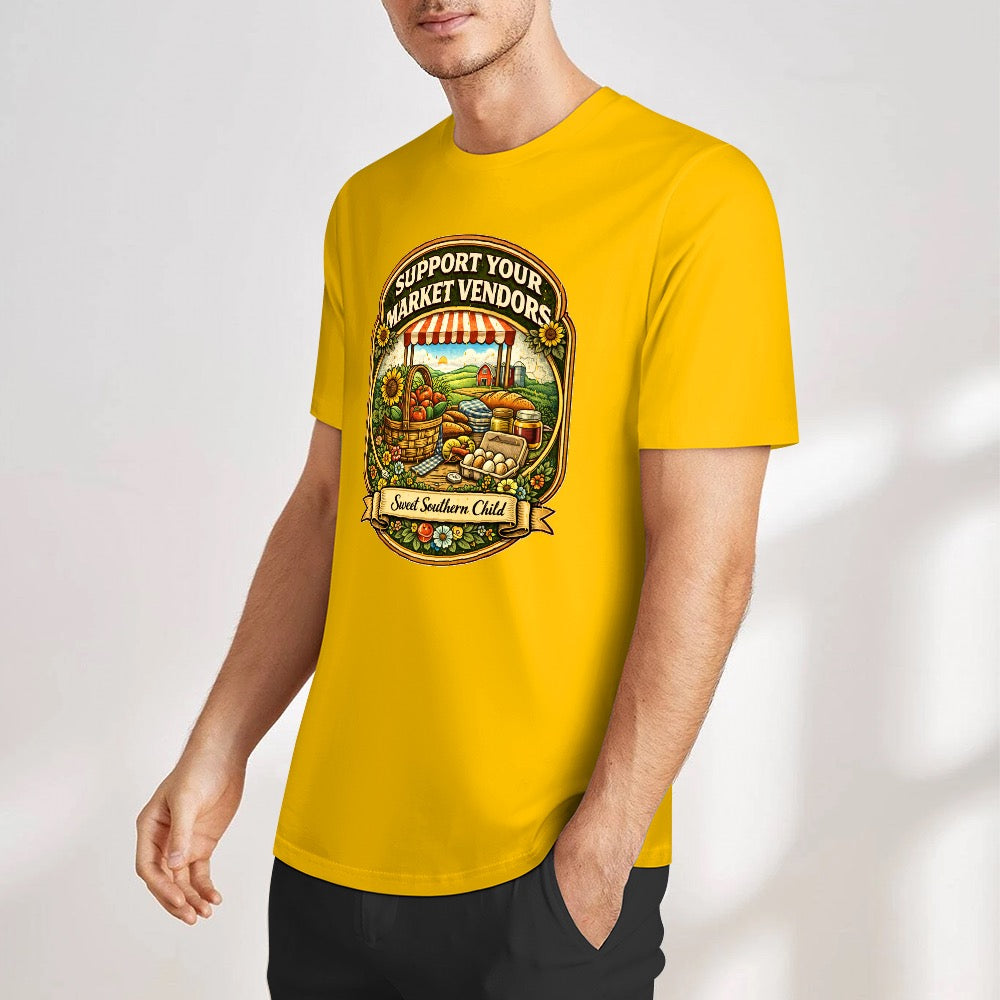 New Pure cotton short sleeved T-shirt Support your local market vendors