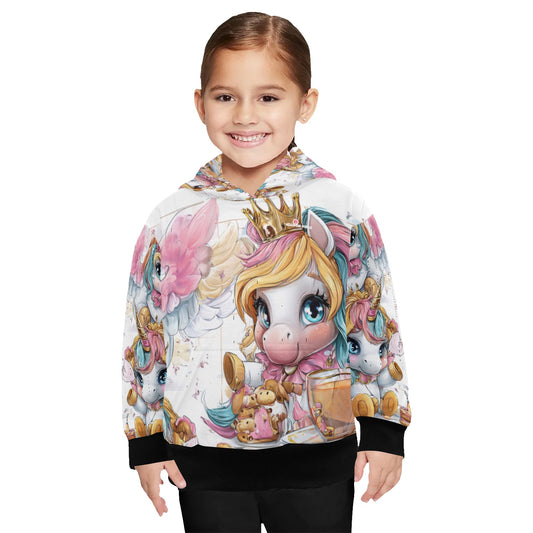 Hello-oh-dollie unicorn tea party Little Girls' Long Sleeve Hoodie