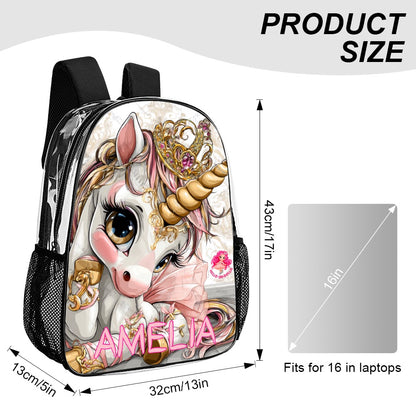 Unicorn Amelia Transparent Bag 17 inch New