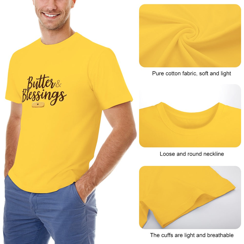 New High quality Men's T-shirt 100% Cotton butter and blessings