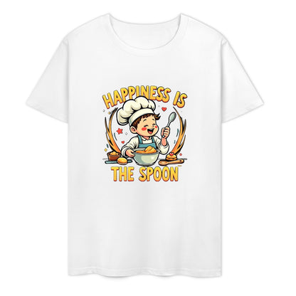 New Pure cotton short sleeved T-shirt Happiness is the spoon