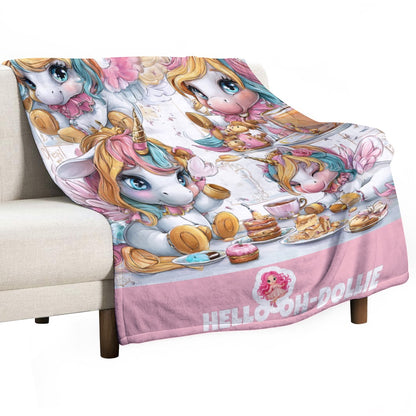 HELLO-OH-DOLLIE Multi unicorn Ultra-Soft Flannel Blanket 40”x50”