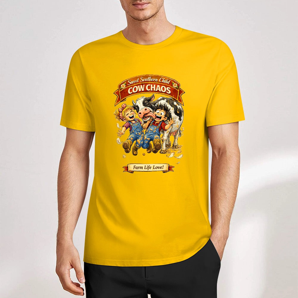 New Pure cotton short sleeved T-shirt cow chaos