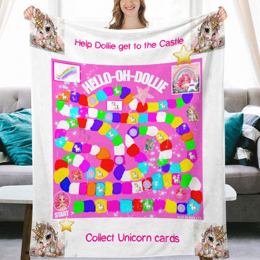Hello-oh-Dollie game blanket /Ultra-Soft Flannel Blanket 70” x 80”
