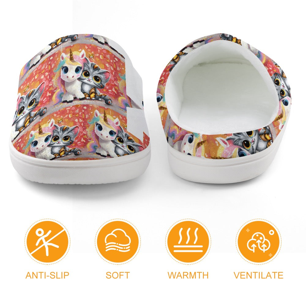 Unicorn and kitten Customized personalized children's home cotton slippers
