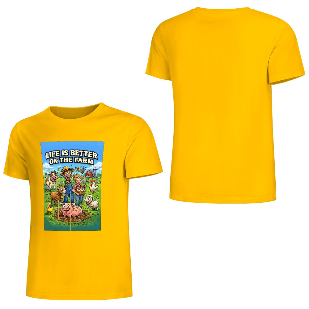 New Pure cotton short sleeved T-shirt life is better on the farm