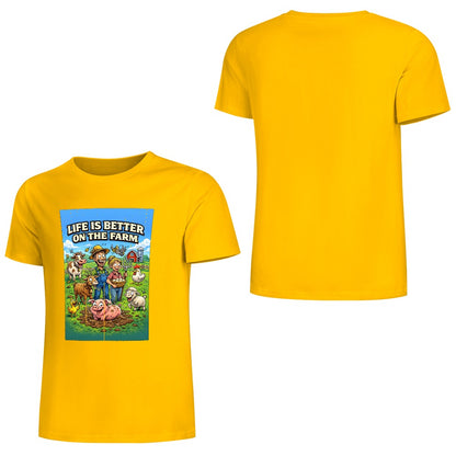 New Pure cotton short sleeved T-shirt life is better on the farm
