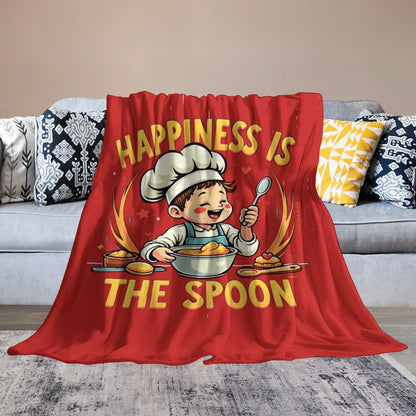 Ultra-Soft Flannel Blanket happiness is the spoon