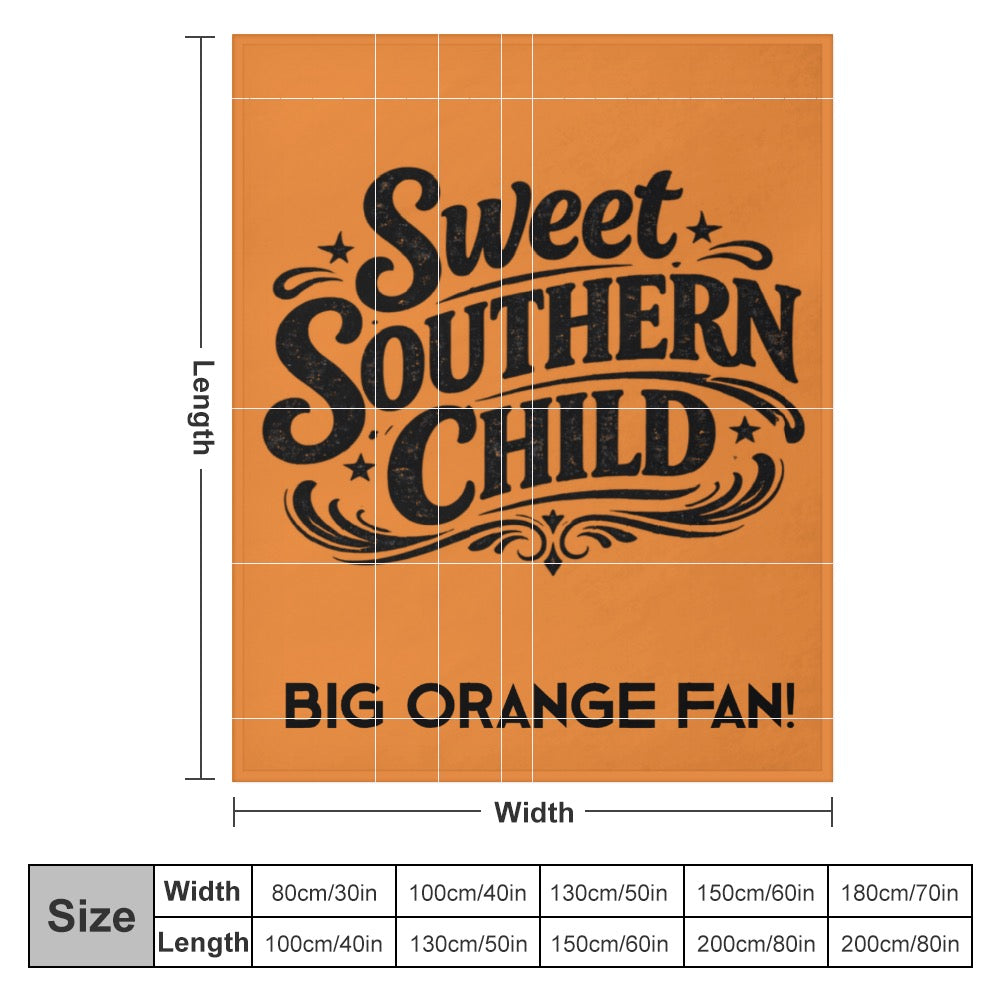 Ultra-Soft Flannel Blanket Multiple Sizes sweet Southern Child Big Orange fan