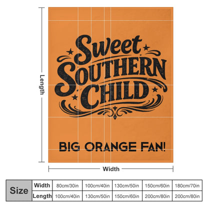 Ultra-Soft Flannel Blanket Multiple Sizes sweet Southern Child Big Orange fan