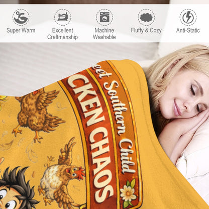 Ultra-Soft Flannel Blanket Chicken chaos