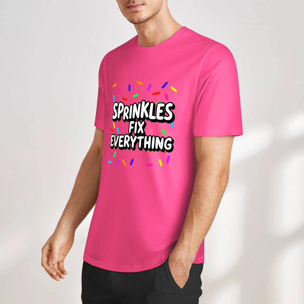 New Pure cotton short sleeved T-shirt sprinkles fix everything