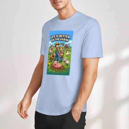 New Pure cotton short sleeved T-shirt Life is better on the farm