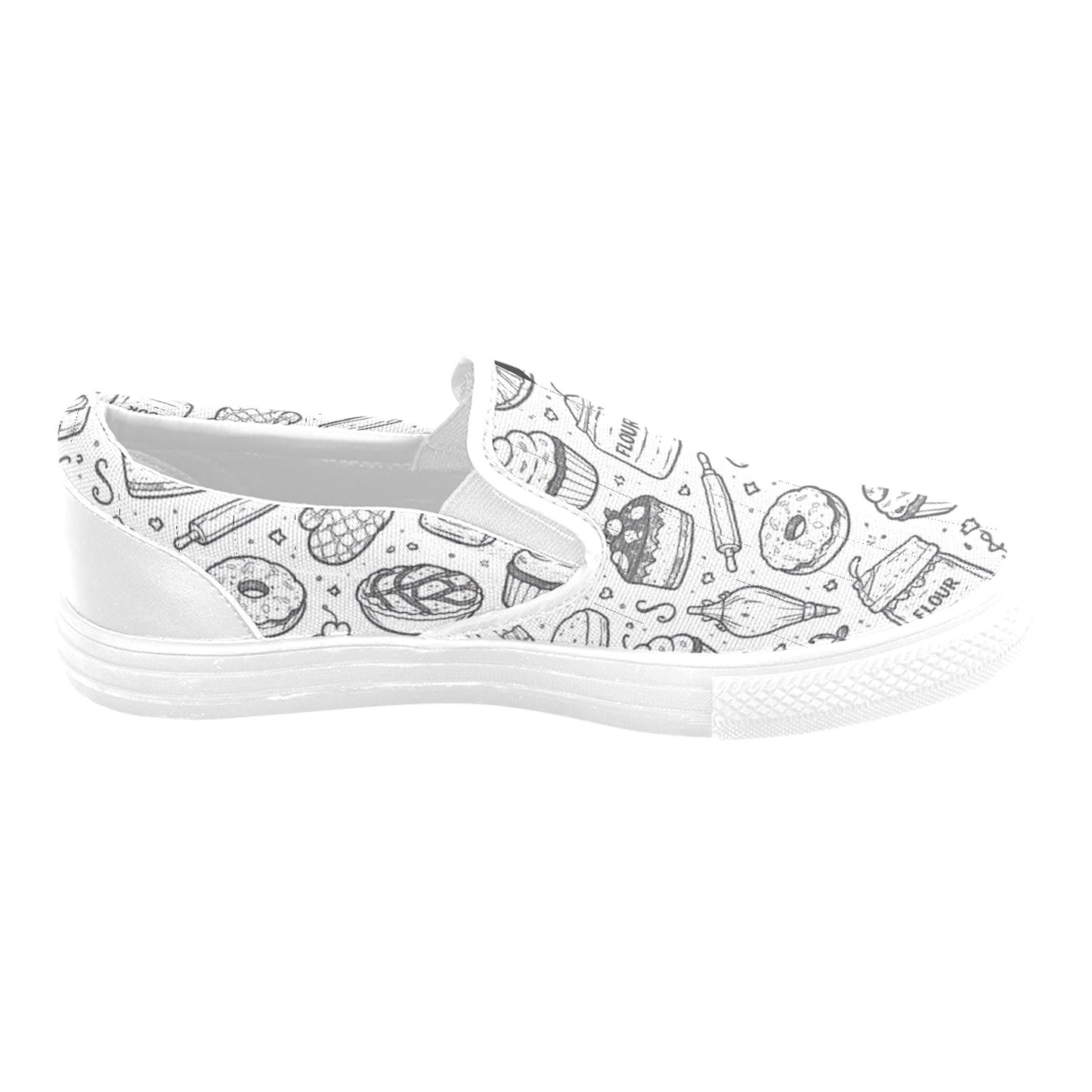 B&W bakery graphic Slip-on Canvas Men's Shoes (Model019)