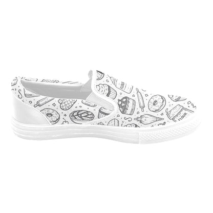 B&W bakery graphic Slip-on Canvas Men's Shoes (Model019)