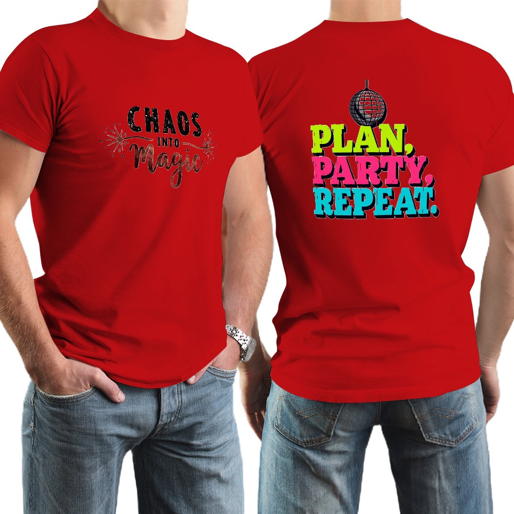 New High quality Men's T-shirt 100% Cotton Plan  party repeat