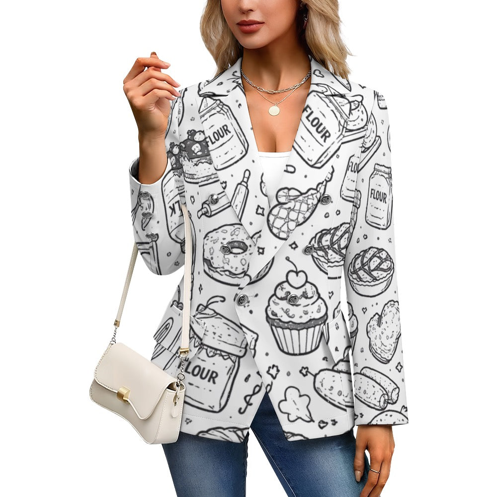 B&W bakery graphic Women's casual suits